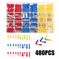 480 Pieces Electrical Insulated Wire Connector Kit Screw Head Ring Butt Quick Disconnect Bullet Connector Crimp Terminal Wires Leads Adapters