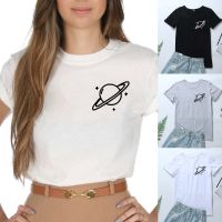COD DSFERTRETRE Planet Graphic Pocket T Shirt Women Short Sleeve Tumblr Cotton Camisetas Mujer