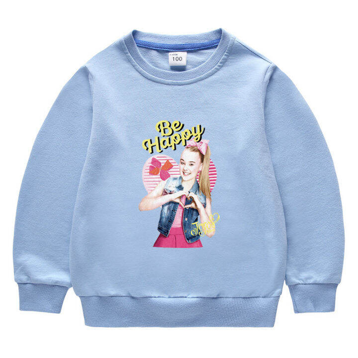 jojo-siwa-เสื้อผ้าเด็กใหม่ฤดูใบไม้ผลิและฤดูใบไม้ร่วงเสื้อกันหนาวสำหรับวัยรุ่นเด็กสาวเด็กวัยหัดเดินผ้าฝ้ายด้านบนรอบคอ-hoody-สันทนาการแขนยาว