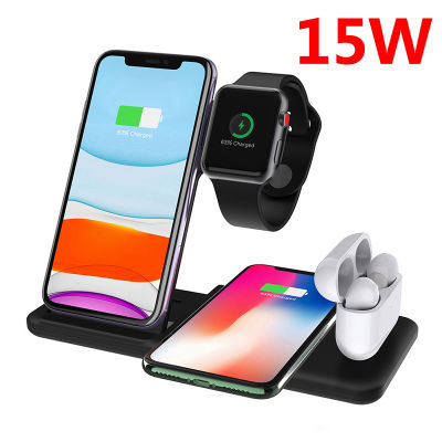 NOHON Qi Wireless Charger Fast Charging For iPhone 12 11 Pro X XS XR Apple Watch AirPods Dock Station 15W 4 IN 1 Phone Holder