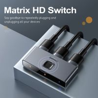 NATIVID ตัวแยกวิดีโอสวิตช์อะแดปเตอร์เสียงตัวแปลง HDMI 2 In 1เอาต์ออก HD 4K HD อะแดปเตอร์สวิตซ์ HDMI รวมสองทิศทาง