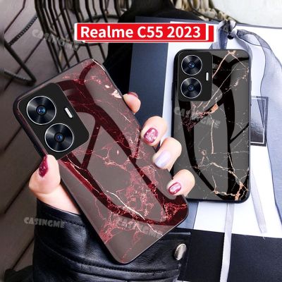 Realme C55เคสโทรศัพท์กระจกเทมเปอร์2023สำหรับ Realme C55 C 55 Realme C55 NFC 2023 4G 5G ปลอกกันกระแทกฝาหลังแข็งนุ่ม