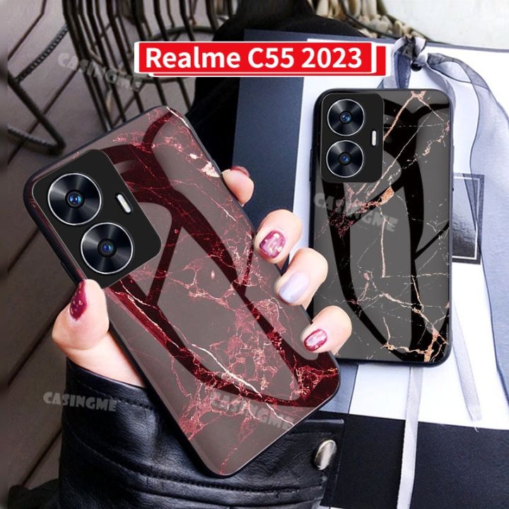 realme-c55เคสโทรศัพท์กระจกเทมเปอร์2023สำหรับ-realme-c55-c-55-realme-c55-nfc-2023-4g-5g-ปลอกกันกระแทกฝาหลังแข็งนุ่ม