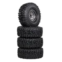 8PCS Metal 2.2 Beadlock Wheel Rim Tires Set for 1/10 RC Crawler Car TRX4 TRX6 Axial SCX10 RR10 Parts,Titanium