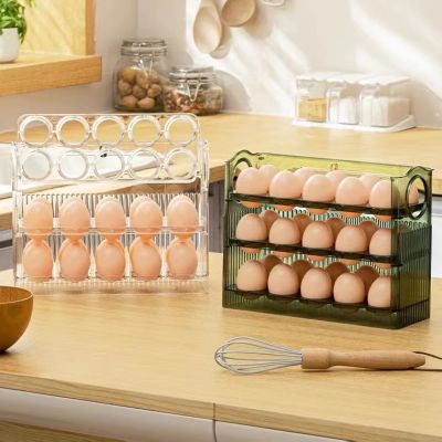 กล่องเก็บไข่ 3 ชั้น ความจุ 30 ฟอง วางซ้อนได้ ที่ใส่ไข่ กล่องใส่ไข่ เข้าตู้เย็นได้