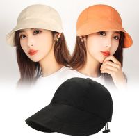 【Hot Sale】 Celebrities with the same style of soft top plus along sunshade fishermans hat female spring and autumn Korean version drawstring adjustable sunscreen cap