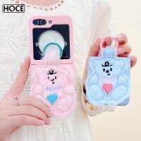 HOCE เคสเคสโทรศัพท์ตุ๊กตาหมีลายการ์ตูน3D แหวนใส่นิ้ว ZFlip5สำหรับ Samsung ZFlip3 ZFlip4 ZFlip5 5G ฝาครอบ Zflip4น่ารักกันกระแทก