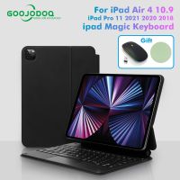 GOOJODOQ ฝาครอบแป้นพิมพ์และแป้นพิมพ์สำหรับ iPad Air 4/Air5/Pro 11 2021 ที่เท้าแขนลอยครอบคลุมไร้สายบลูทูธแป้นพิมพ์ Pad