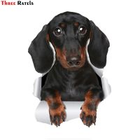 ❇ Three Ratels 1071 3D Three Ratels 3D Cute Dachshund Sausage Sticker Dog Decals For Walls Cars Toilet Luggage Skateboard Laptop