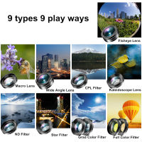 APEXEL 11 In 1 HD Multi-Function ศัพท์มือถือชุดเลนส์ Fisheye มุมกว้าง FullGrad Filter CPL ND Macro เลนส์มือถือสำหรับ