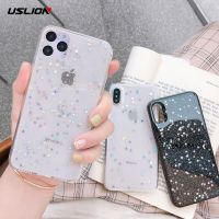 [สินค้าใหม่ในสต็อก] USLION Glitter เคสโทรศัพท์สำหรับ iPhone 14 11 12 13 Mini Pro XS Max XR X 7 8 Plus Soft Star Bling Glitter ฝาครอบใส Capa Funda