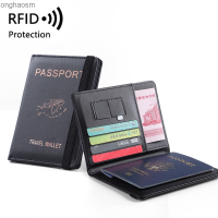 RFID กระเป๋าหนังสือเดินทางสายคล้องหนัง PU ซิมการ์ดอเนกประสงค์,กระเป๋าถือแบบหนีบพาสปอร์ตเคสป้องกัน Honghaosm