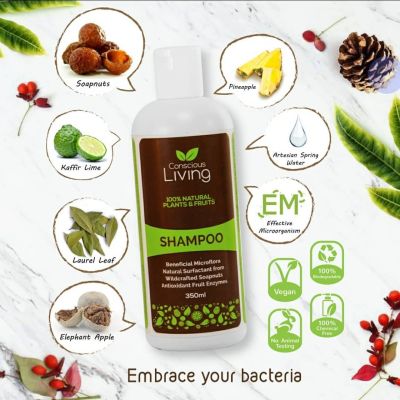 Conscious Living แชมพู โพรไบโอติกส์ แชมพูไบโอ ธรรมชาติ 100% Natural Plants and Fruits Probiotic Shampoo (350ml)