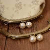 8.5 20.5CM Exquisite Purse Frames Metal Clasp Handle Bag Bronze Metal Kiss Clasp Lock Frame Pearl Head Knurling Semicircles