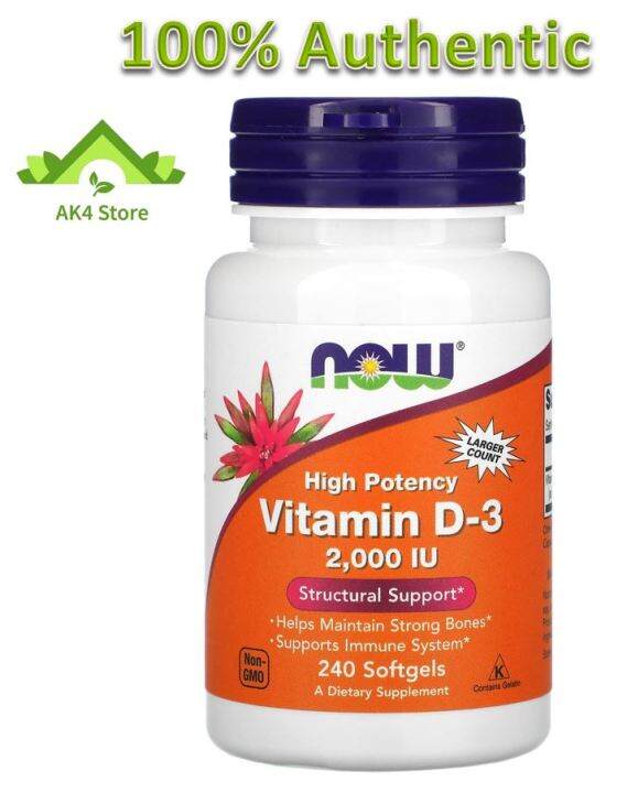 240 softgels Vitamin D3 High Potency 2000 IU, Now Foods D3 2,000