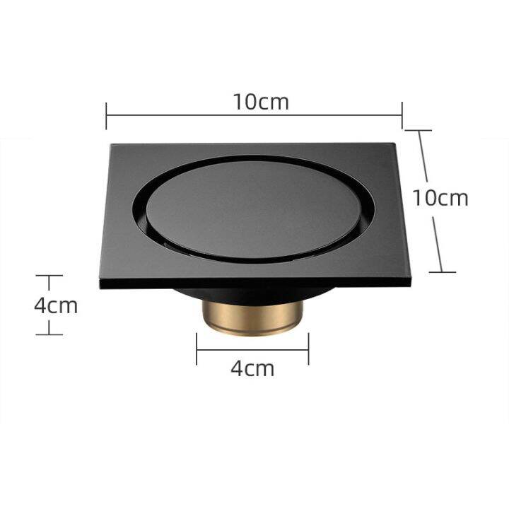 black-brass-10-x-10-cm-shower-floor-drain-washroom-bathroom-invisible-drain-cover-square-waste-floor-drain-by-hs2023