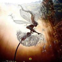 3D Garden Fairy ตกแต่ง Stake Fairy เล่น Dandelion Metal Art Elf Silhouette เครื่องประดับสำหรับพืชกลางแจ้ง Accessories