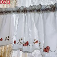 【YD】 Chinese Short Curtains Korea Embroidery Flowers Half for Floral  A124