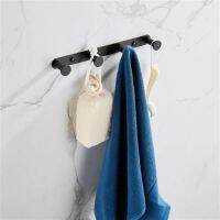 ✤✥ Towel Hook Matte Black Stainless Steel Towel Robe Coat Rack Rows of Four Hooks Bathroom Accessories for Home