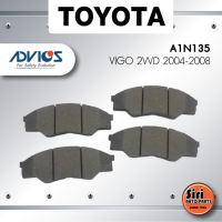 ผ้าเบรคหน้า/ดิสเบรคหน้า TOYOTA VIGO 2WD 2004-2008 โตโยต้า วีโก้ A1N135 - ADVIC - 1ชุด 4 ชิ้น