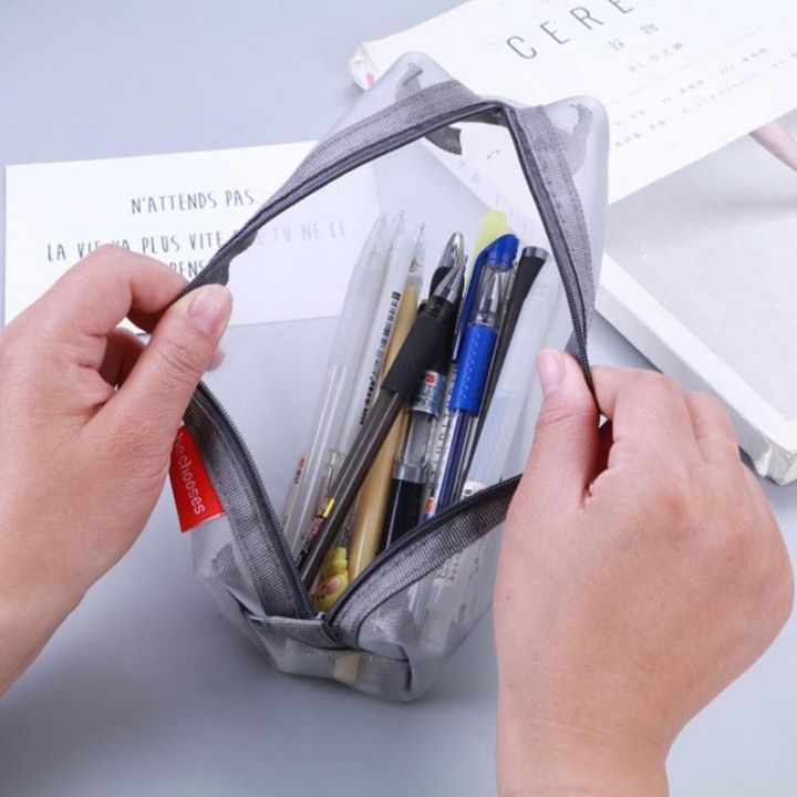 กระเป๋าดินสอ-ทรงกระบอก-ตาข่าย-กล่องดินสอ-กล่องปากกา-กระเป๋าใส่เครื่องเขียน-กระเป๋าน่ารัก-เกรดพรีเมี่ยม-สไตล์เกาหลี