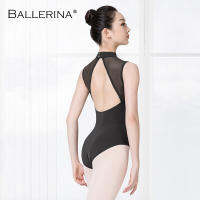 Ballerina Ballet Leotards For Women Dance Costume y Aerialist Mesh Turtleneck Sleeveless Gymnastics 5686