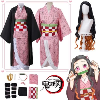 ✾❐卍 2szs Anime Kamado Nezuko Demon Slayer Costume Kimono Haori Wig Men Adult Costumes
