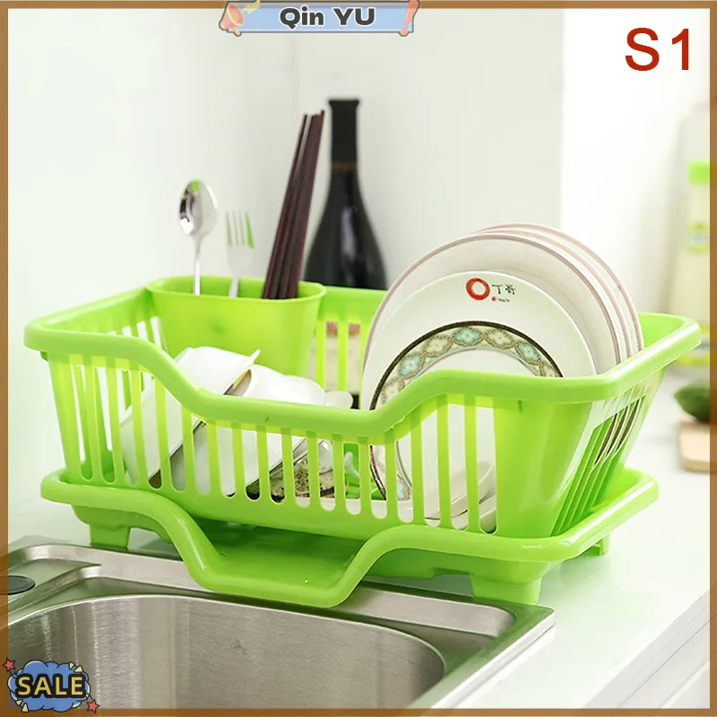 Dish Drying Rack Kitchen Utensils Drainer Rack with Drain Board Countertop  Dinnerware Plates Bowls Chopsticks Spoons Organizer