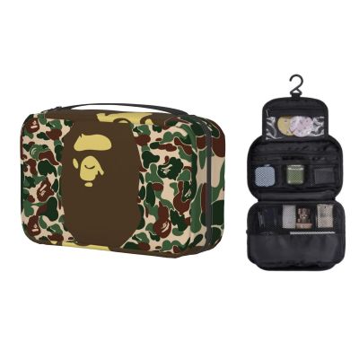 【ง่าย】 Custom Camo Bathing Apes Toiletry Bag Women Camouflage Ape Cartoon Cosmetic Makeup Organizer Ladies Beauty Storage Dopp Kit Box