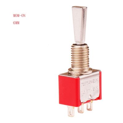 Momentary Flat Handle Switch RED 3 Pin MOM-ON 6MM Promotion Return Automatically CQC Silver Point Toggle Switch 12V