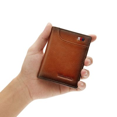 （Layor wallet） หนังผู้ชาย39; S ผู้ถือบัตรกระเป๋าสตางค์บางย้อนยุคบัตรปกกระเป๋ามินิการออกแบบใหม่สั้นกระเป๋าบัตรบางเฉียบ