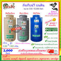 SAFE-AS2000 / ถังเก็บน้ำ แท้งค์น้ำบนดินสีน้ำเงิน ครีมเรียบ เทาเรียบ 2000 ลิตร ส่งฟรีกรุงเทพปริมณฑล (ต่างจังหวัดมีค่าส่ง)