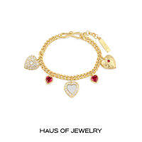 Haus of Jewelry - Luv AJ HANGING HEART CHARM BRACELET ข้อมือประดับเพชรคิวบิกเซอร์โคเนีย (Cubic Zirconia)