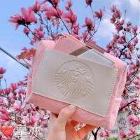 Starbuck Cherry Blossom สไตล์คลาสสิก Felt PU แม่และแม่ผู้ถือบัตร Macron สีทึบซิปกระเป๋าสีชมพูสีเขียวกระเป๋าสตางค์มูลค่าสูงบุคลิกภาพความคิดสร้างสรรค์