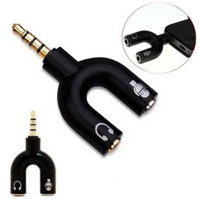 1 Piece Of Dual 3.5mm U-Shaped Adapter Headphone Plug Audio Cable Splitter Microphone 2-in-1 Rotary Connector Jack Plug Adapter Cables