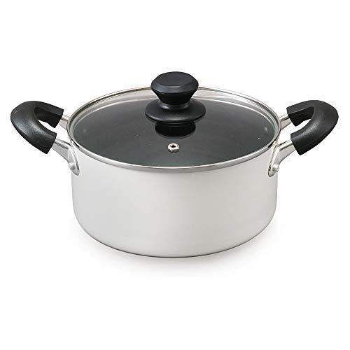 Iris Ohyama DIS-P20 Two-Handed Pot, 7.9 Inches (20 Cm), Lid Included, Gas Fire/Induction Compatible, Glass Lid, Diamond Coated, Long Lasting, Non- Sticking, Easy Care, Black