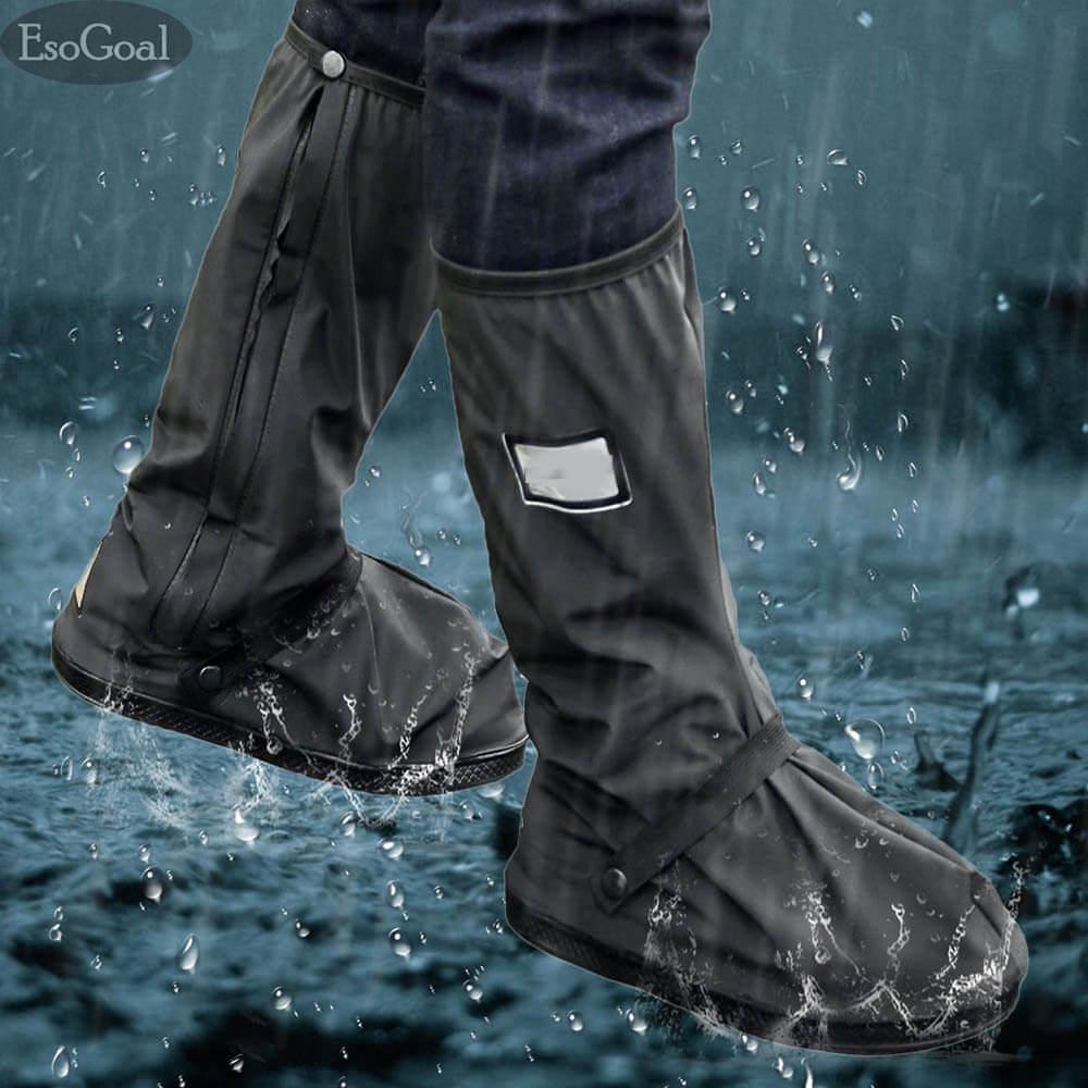 Sharbay Rain Boots Covers Black XL Waterproof Shoes Cover with Sturdy Zippers and Reflective Heels 
