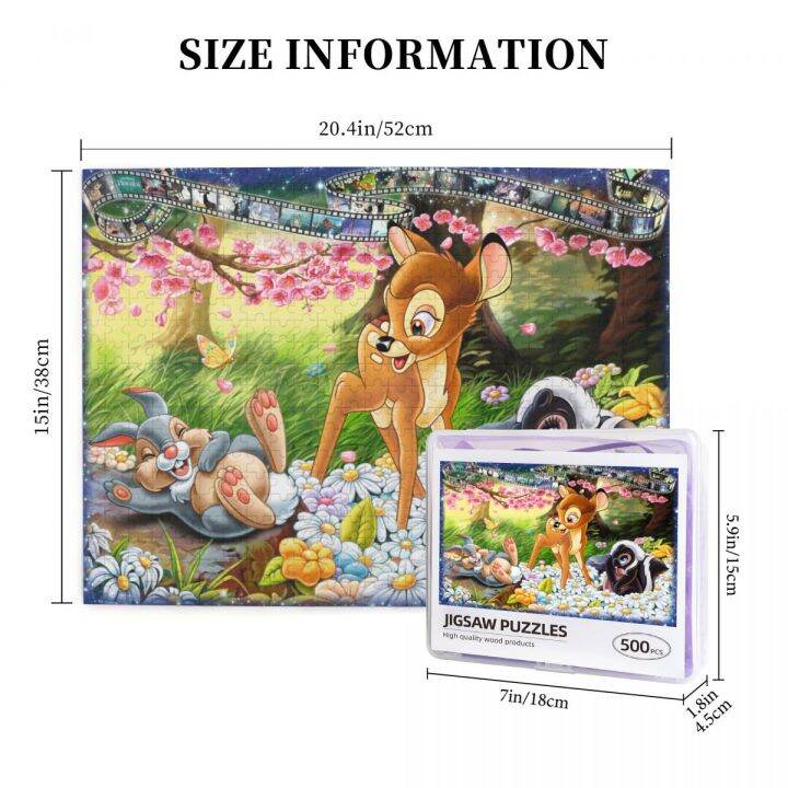 disney-collectors-editon-bambi-wooden-jigsaw-puzzle-500-pieces-educational-toy-painting-art-decor-decompression-toys-500pcs