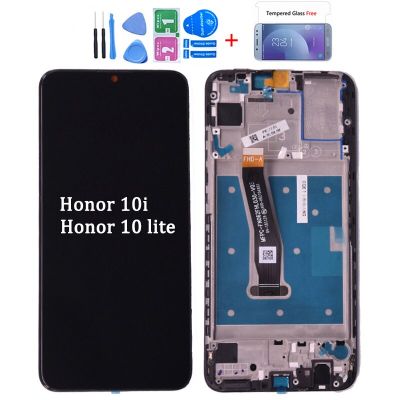 100% สำหรับจอแสดงผล Lcd ขนาด Huawei Honor 10ไลท์พร้อมชุดอ่านพิกัดหน้าจอสัมผัสพร้อมกรอบเพื่อเป็นเกียรติ10i Hry-lx1แอลซีดี