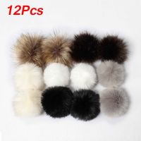 12pcs Faux Fox Fur Fluffy Soft Pompom Ball Hat Bags Keychain Fluffy Ball Pendant