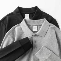 Conscience recommendation! Basic 230g heavy cotton lapel long-sleeved polo shirt for men and women loose pullover bottoming shirt 【SSY】