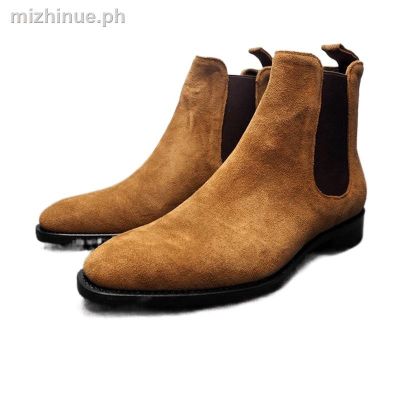 ORF Shoes Imitates Deerskin Chelsea Casual Mens Boots Reverse Velvet High Top Martin Man