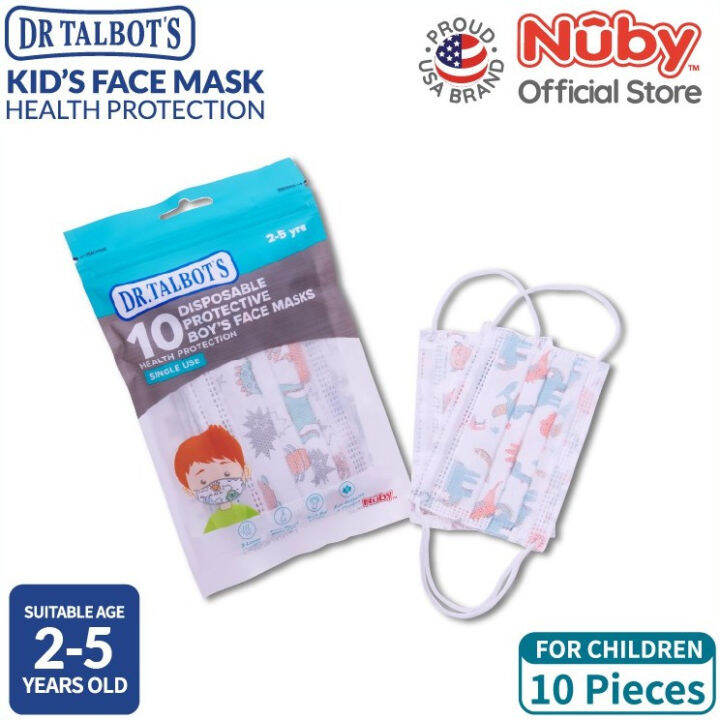 NUBY Dr Talbot's Kids 3 Layer Face Mask - 1 Pack 10 Pcs | Lazada