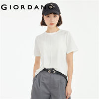 GIORDANO Women T-Shirts Pintucks Pleat Heather Tee Short Sleeve Crewneck Simple Comfort Summer Fashion Casual Tshirts 18323609 vnb