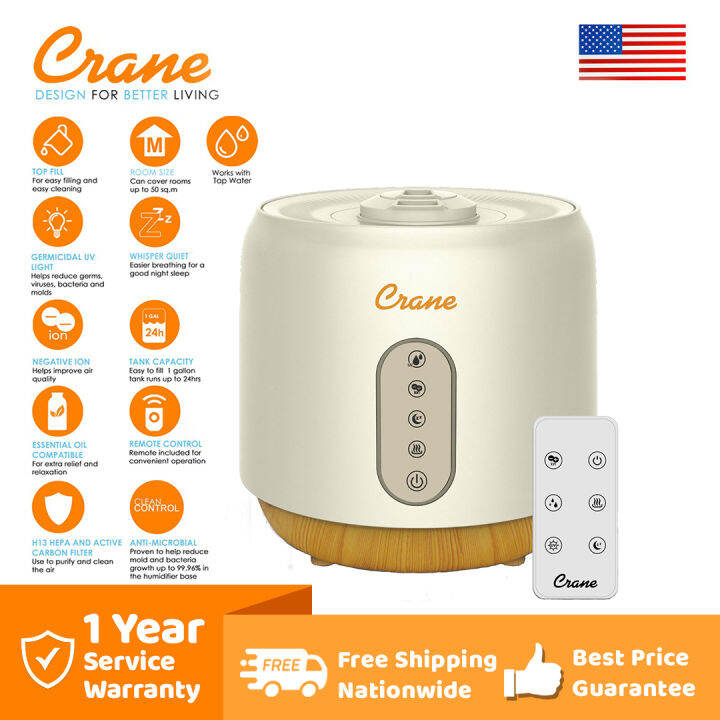 Crane 5in1 Top Fill Humidifier Ultrasonic Warm and Cool Mist + Air