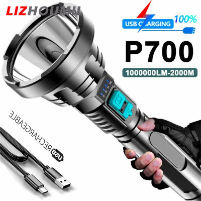 LIZHOUMIL ไฟฉายตั้งแคมป์กลางแจ้งแสงที่สว่างมากที่ถือด้วยมือชาร์จไฟได้ Usb ไฟฉาย Led ที่มีประสิทธิภาพ