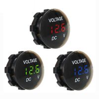 DC 12V/24V LED Digital Display Voltmeter Round Panel Waterproof Voltage Meter Gauge Tester for Car Motorcycle Truck RV ATV