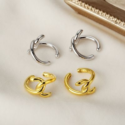 [COD] E5029 Korean version of silver knotted ear clip female ins fashion versatile personality winding without hole