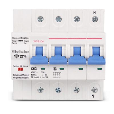 Three Phase Circuit Breaker 4P 380V 63A Circuit Breaker Industrial Remote Control MCB Timing with Amazon Alexa Echo