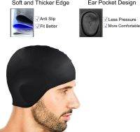 Silicone Swim Cap (2pack) Ear Protection 3D Ergonomic Design Waterproof Bathing Solid Swimming Cap Ear Cover Pockets Comfortable Swim CapsTH